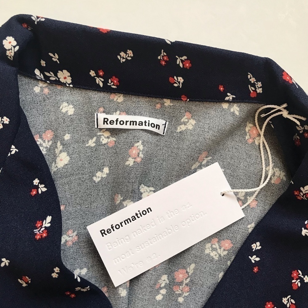 Reformation Claudette tie front floral blouse top - Picture 7 of 10